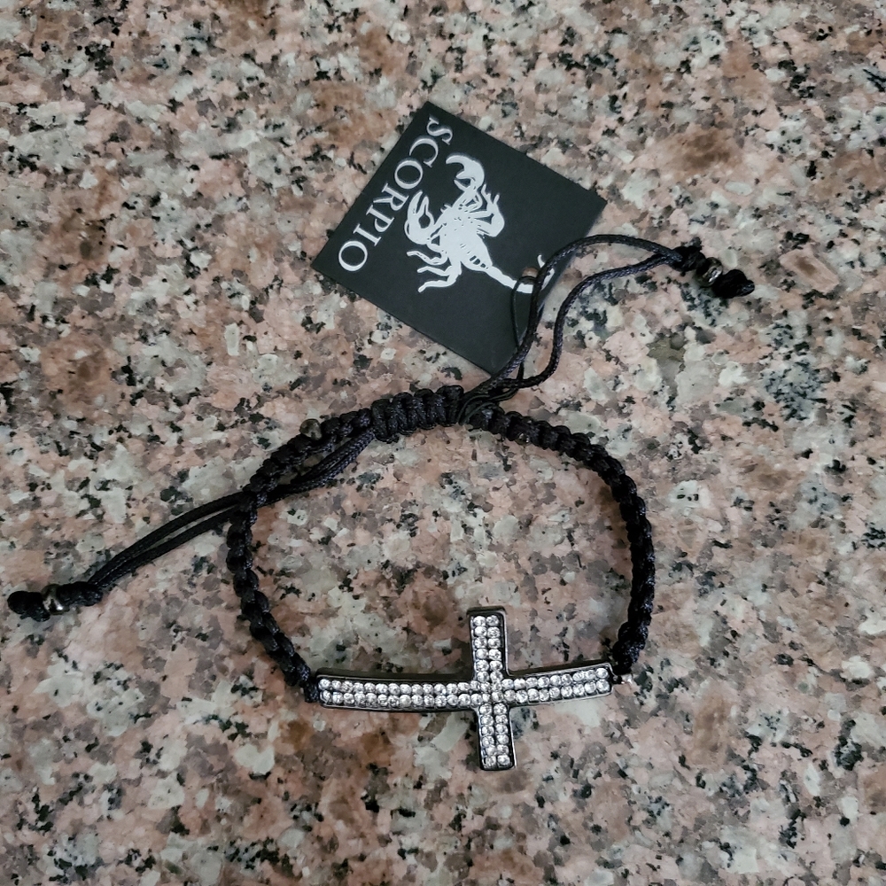 Crystal adjustable cross bracelet